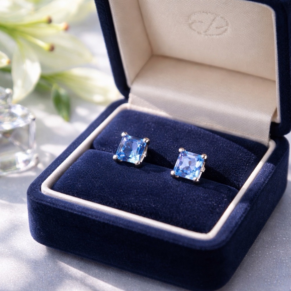 Blue sapphire stud earrings